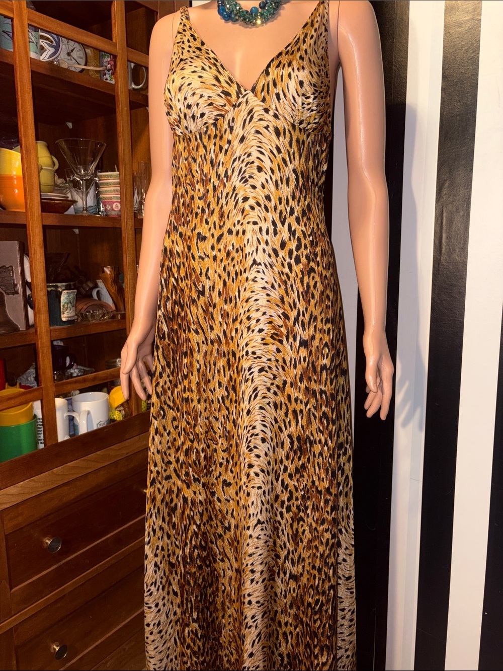 70s Vintage Leopard Print Slip Maxi Dress Sexy Nightgown Dress Size Small 2/4 - Picture 16 of 16